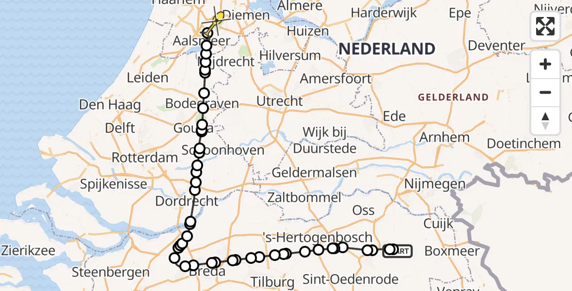 Routekaart van de vlucht: Politieheli naar Schiphol, Venstraat
