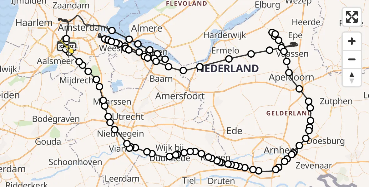 Vluchtroute Politiehelikopter van Schiphol naar Schiphol