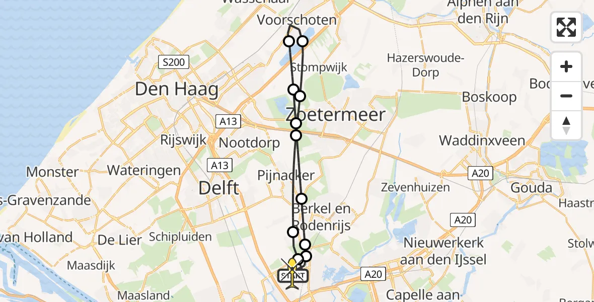 Routekaart van de vlucht: Lifeliner 2 naar Rotterdam The Hague Airport, Bovendijk