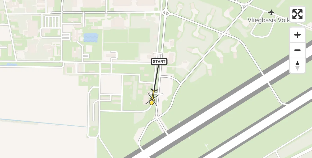 Vluchtroute Politiehelikopter van Vliegbasis Volkel naar Vliegbasis Volkel