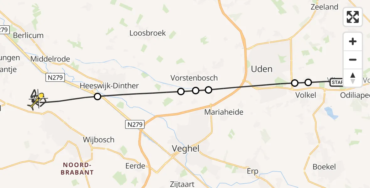 Routekaart van de vlucht: Lifeliner 3 naar Schijndel, Venstraat