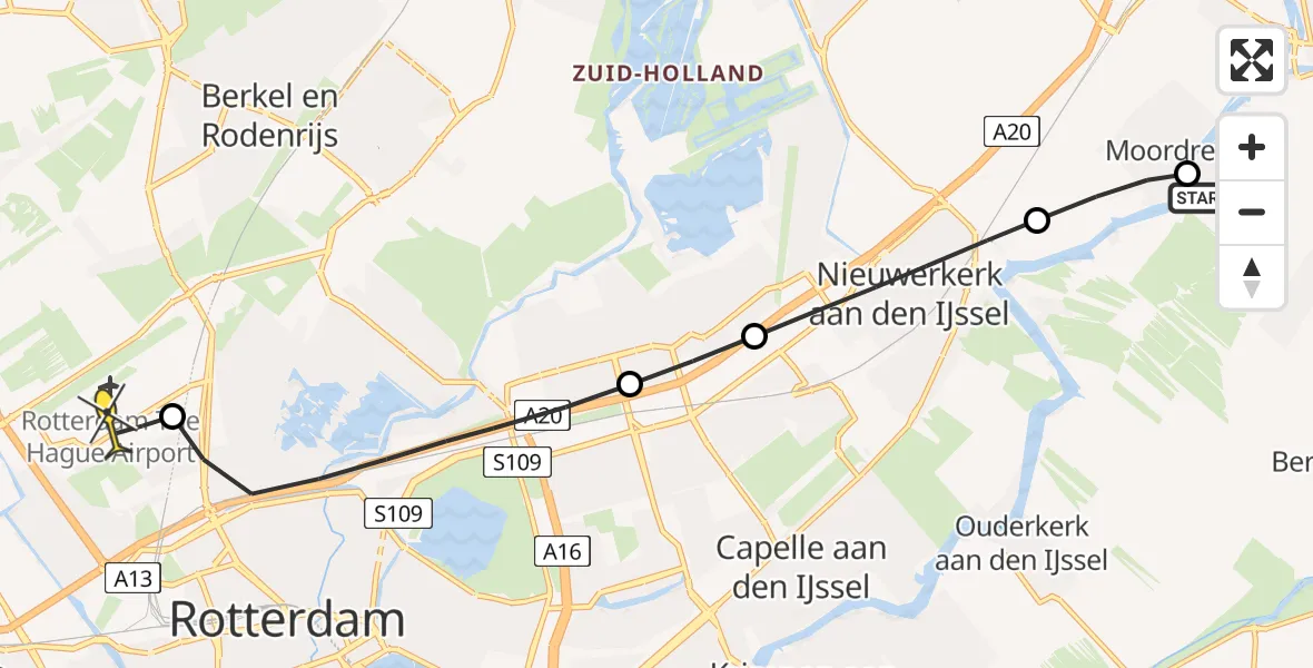 Routekaart van de vlucht: Lifeliner 2 naar Rotterdam The Hague Airport, Vierde Tochtweg