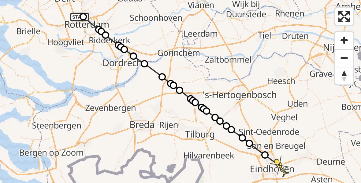 Routekaart van de vlucht: Lifeliner 2 naar Eindhoven, Brandenburgbaan