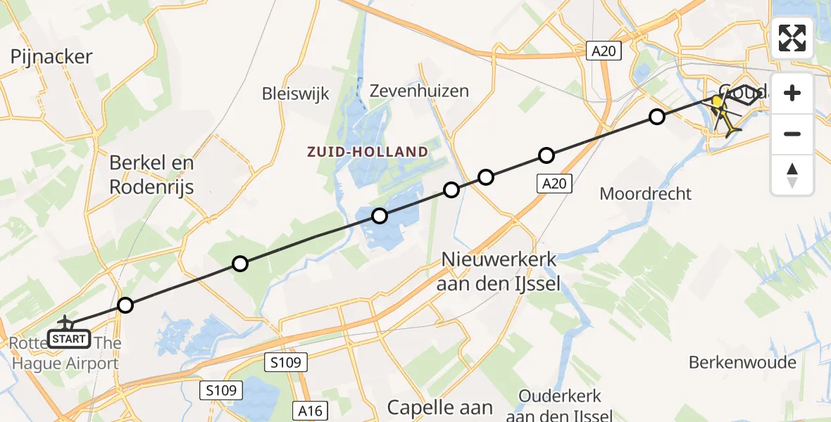Routekaart van de vlucht: Lifeliner 2 naar Gouda, Bovendijk
