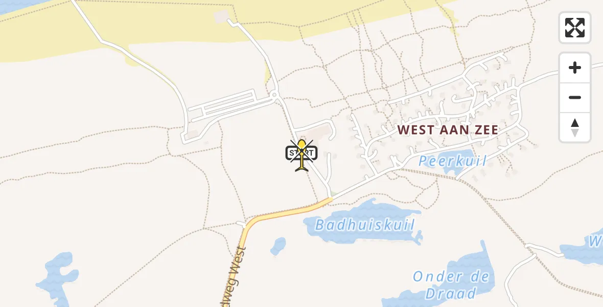 Routekaart van de vlucht: Ambulancehelikopter naar West-Terschelling, Badweg