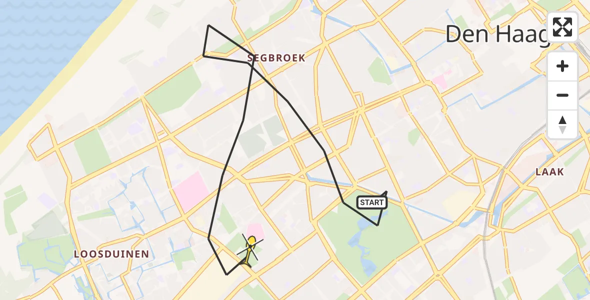 Routekaart van de vlucht: Lifeliner 2 naar Den Haag, De Villierskopje