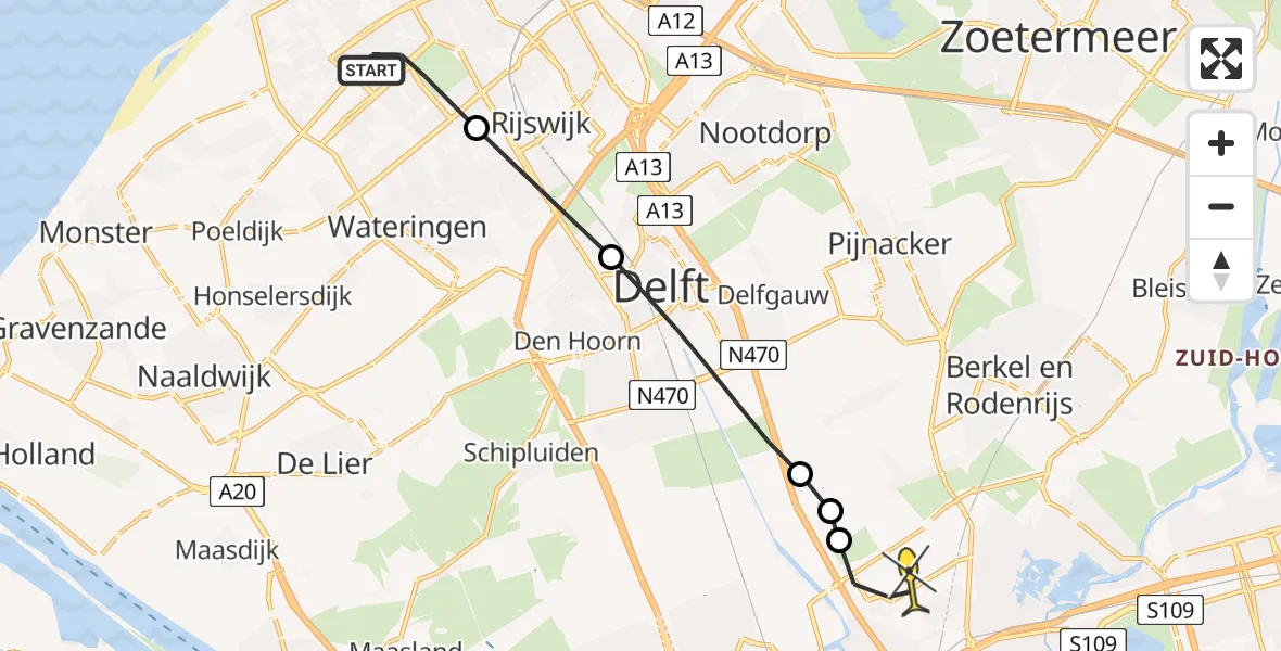 Routekaart van de vlucht: Lifeliner 2 naar Rotterdam The Hague Airport, Maarsbergenstraat