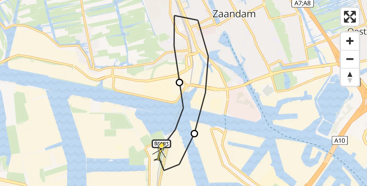 Routekaart van de vlucht: Lifeliner 1 naar Amsterdam Heliport, Grote Tocht