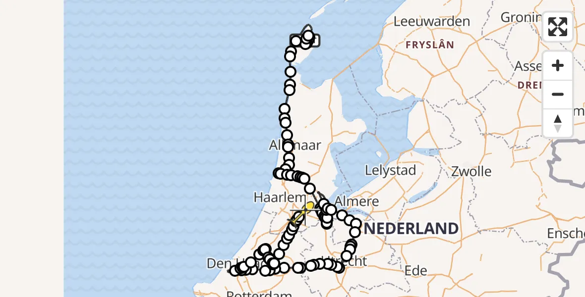 Routekaart van de vlucht: Politieheli naar Schiphol, Postweg