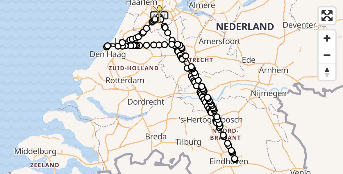 Routekaart van de vlucht: Politieheli naar Schiphol, Westerkimweg