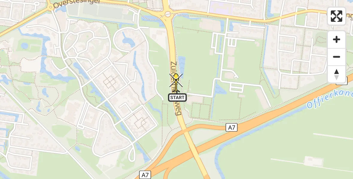 Routekaart van de vlucht: Lifeliner 4 naar Drachten, Zuiderhogeweg