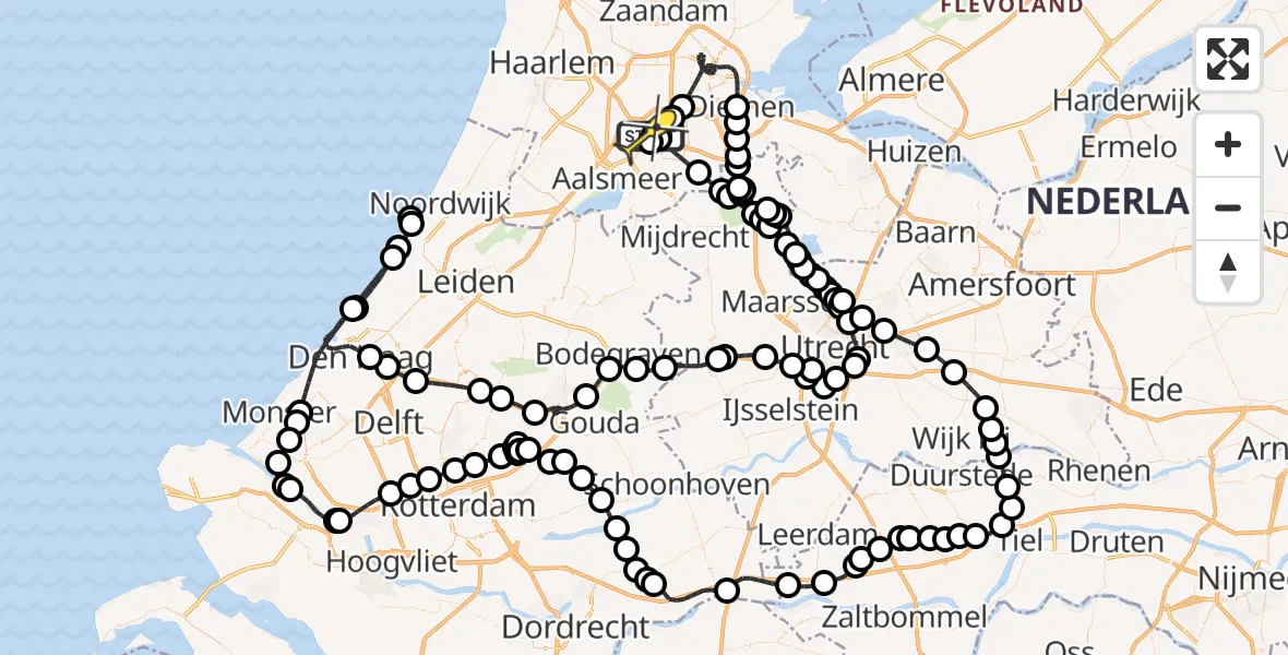 Routekaart van de vlucht: Politieheli naar Schiphol, Burgemeester Colijnweg