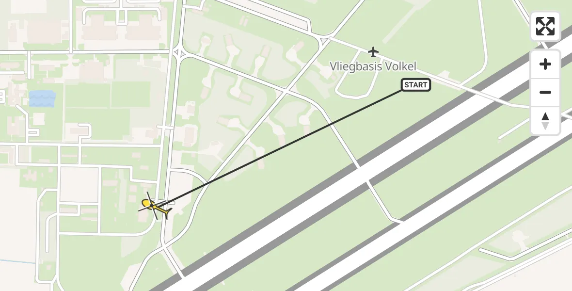 Routekaart van de vlucht: Politieheli naar Vliegbasis Volkel, Zeelandsedijk
