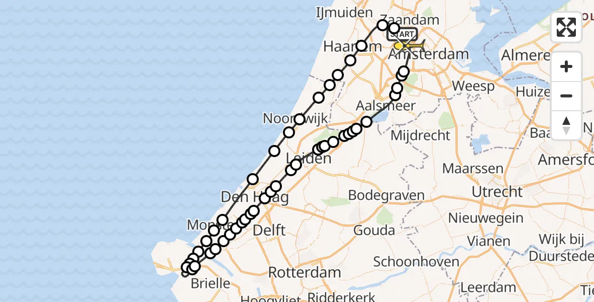 Routekaart van de vlucht: Lifeliner 1 naar Amsterdam, Elbaweg