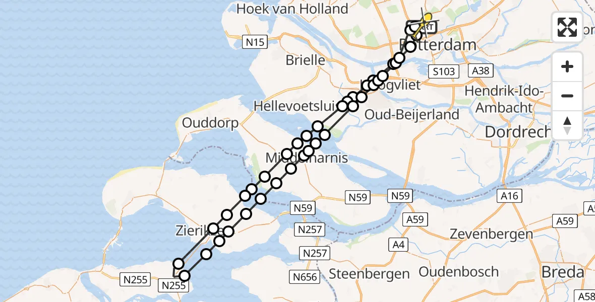 Routekaart van de vlucht: Lifeliner 2 naar Rotterdam The Hague Airport, Marmerhof