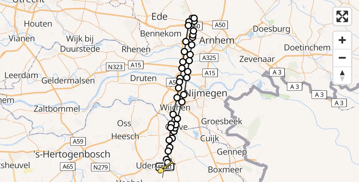 Routekaart van de vlucht: Lifeliner 3 naar Vliegbasis Volkel, Houtvennen
