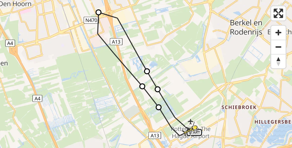 Routekaart van de vlucht: Lifeliner 2 naar Rotterdam The Hague Airport, Hofweg