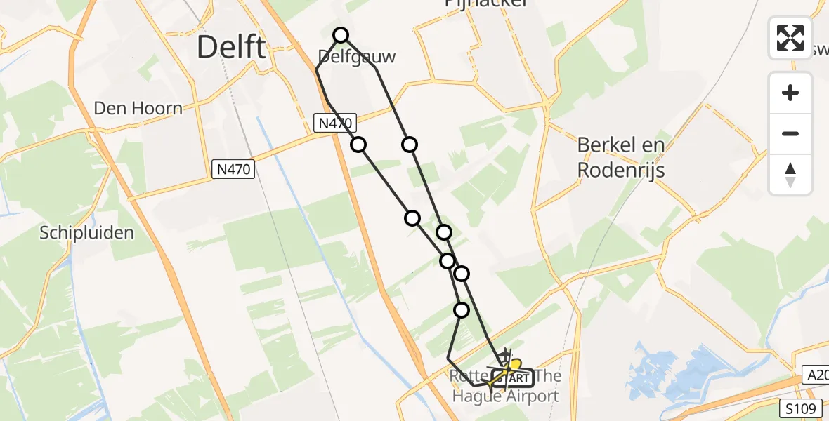 Routekaart van de vlucht: Lifeliner 2 naar Rotterdam The Hague Airport, Hofweg