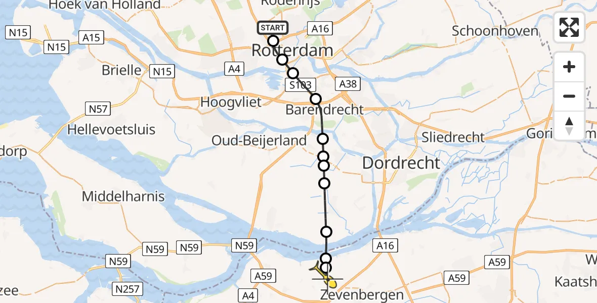 Routekaart van de vlucht: Lifeliner 2 naar Klundert, Pilotenpad