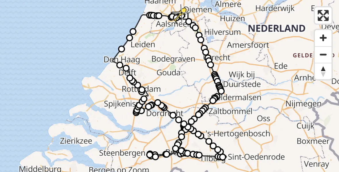 Routekaart van de vlucht: Politieheli naar Schiphol, Schipholweg
