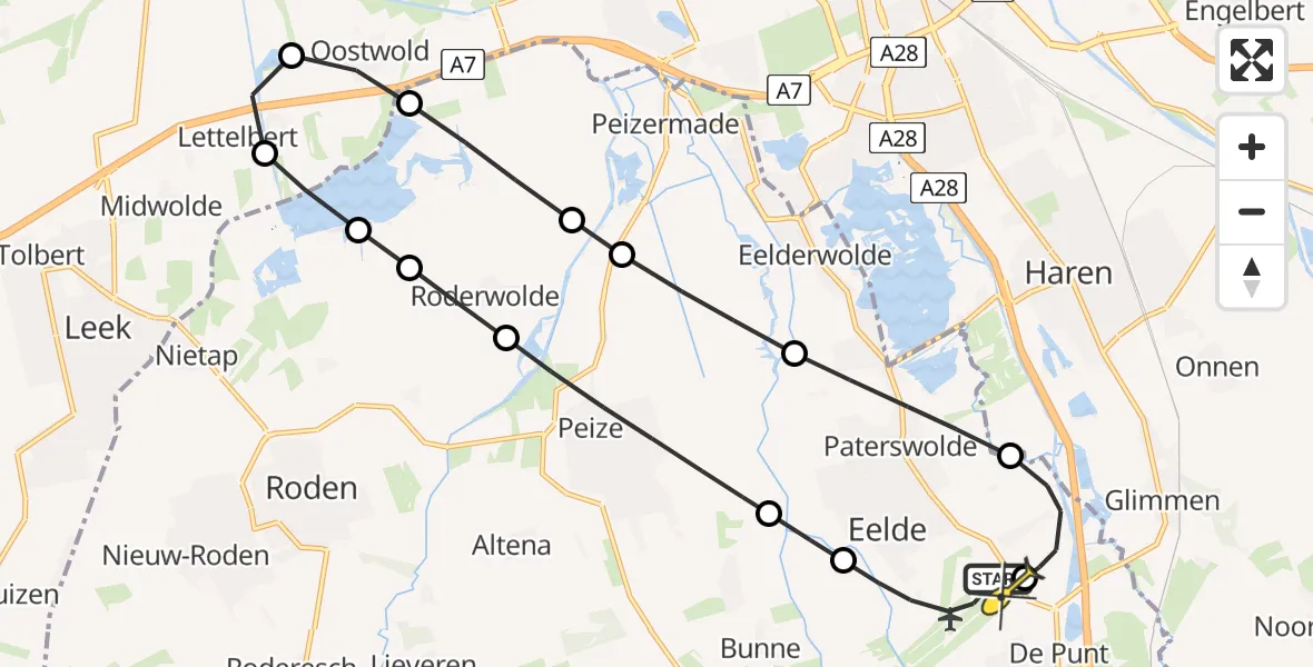 Routekaart van de vlucht: Lifeliner 4 naar Groningen Airport Eelde, Hoofdweg