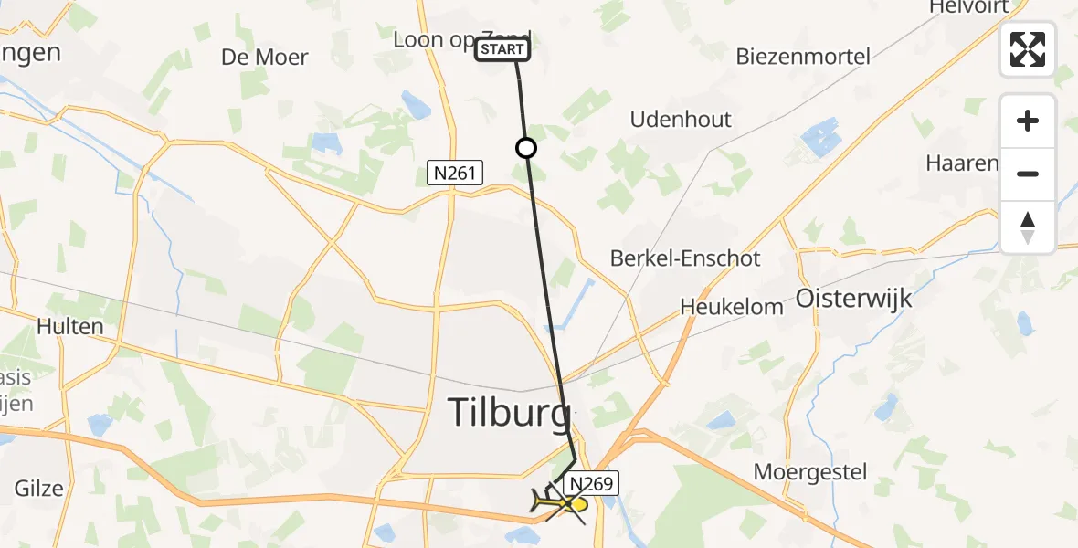 Routekaart van de vlucht: Lifeliner 3 naar Tilburg, Moleneind