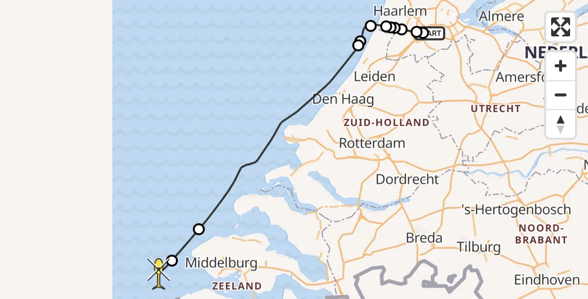 Routekaart van de vlucht: Politieheli naar Loevesteinse Randweg