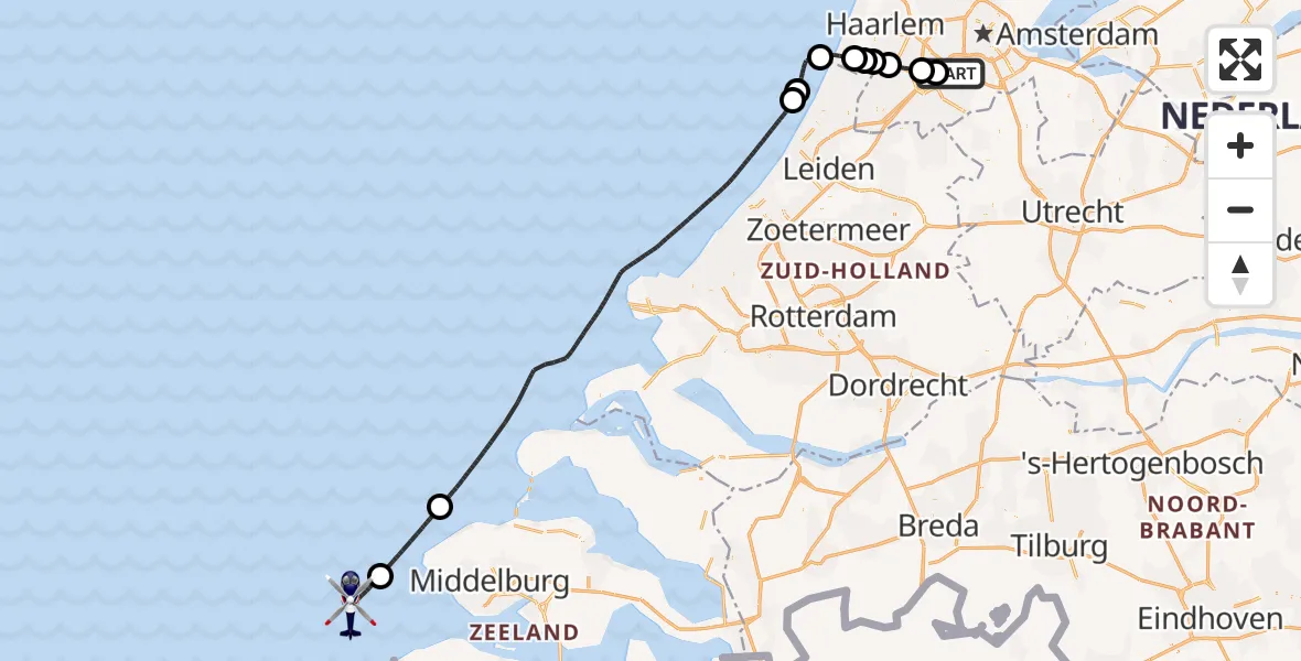 Vluchtroute Politiehelikopter Schiphol - , 25 augustus 2025, 06:39
