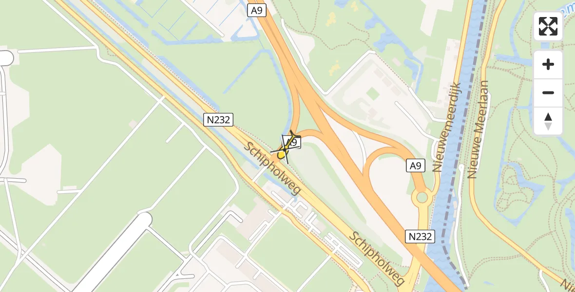 Routekaart van de vlucht: Politieheli naar Schiphol