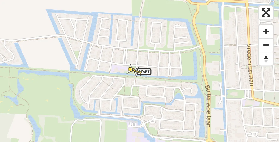 Routekaart van de vlucht: Lifeliner 4 naar Veendam, Schilderslaan