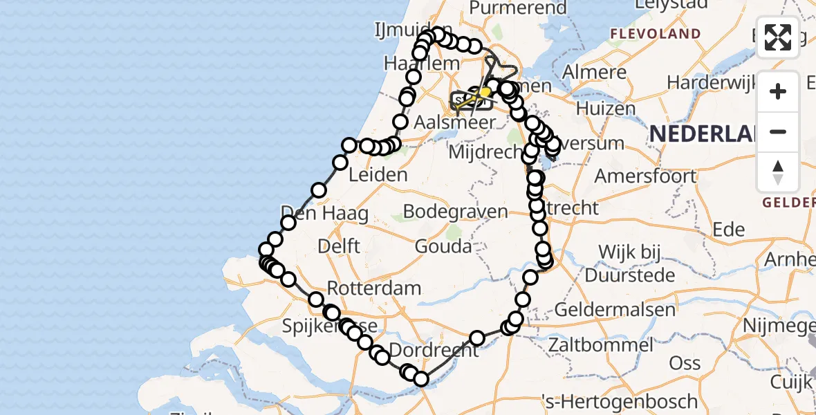 Routekaart van de vlucht: Politieheli naar Schiphol, Thermiekstraat