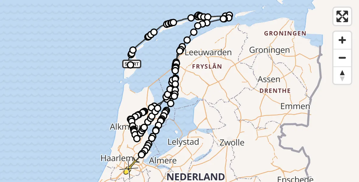 Routekaart van de vlucht: Politieheli naar Badhoevedorp, Postweg