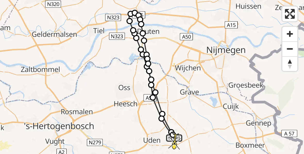 Routekaart van de vlucht: Lifeliner 3 naar Vliegbasis Volkel, Achter-Oventje