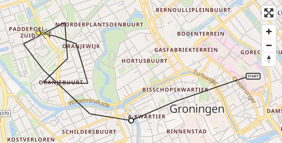 Routekaart van de vlucht: Lifeliner 4 naar Groningen, Speldemakersgang