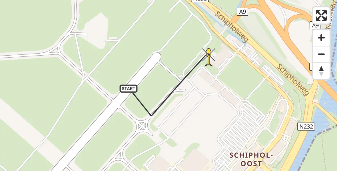Routekaart van de vlucht: Politieheli naar Schiphol, Thermiekstraat