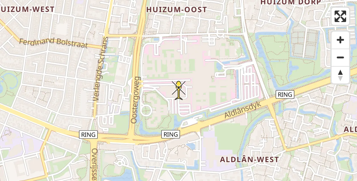 Routekaart van de vlucht: Ambulancehelikopter naar Leeuwarden