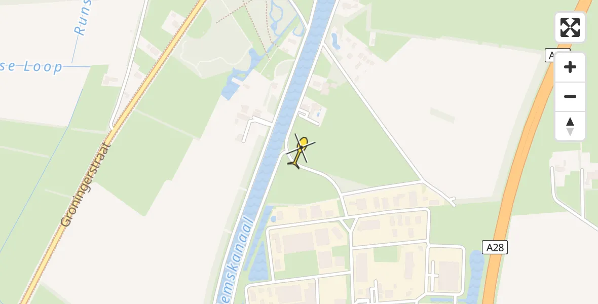 Routekaart van de vlucht: Politiehelikopter naar Tynaarlo