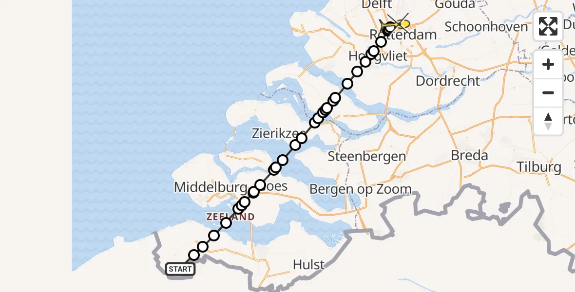 Routekaart van de vlucht: Lifeliner 2 naar Rotterdam The Hague Airport, Sint Kruiskreek