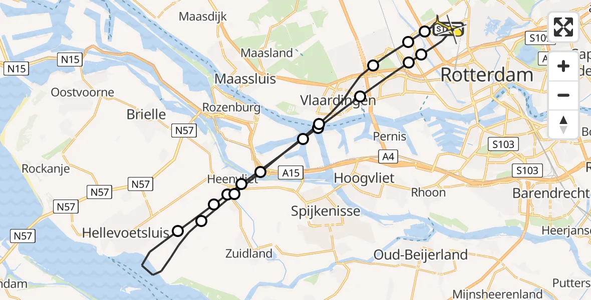 Routekaart van de vlucht: Lifeliner 2 naar Rotterdam The Hague Airport, Brandenburgbaan