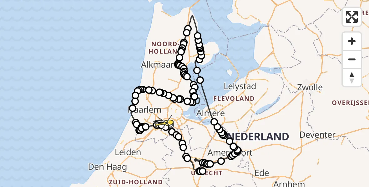 Vluchtroute Politiehelikopter van Schiphol naar Schiphol
