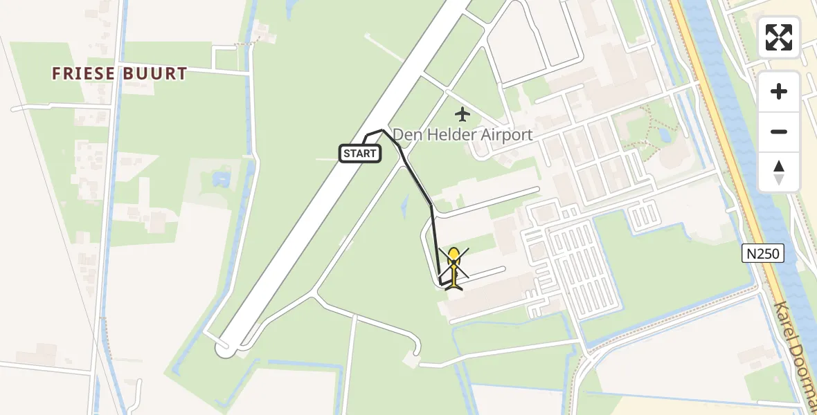 Routekaart van de vlucht: Kustwachthelikopter naar Vliegveld De Kooy, Luchthavenweg