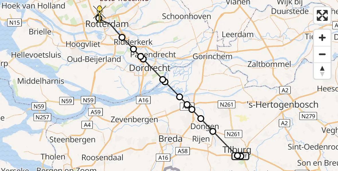 Routekaart van de vlucht: Lifeliner 2 naar Rotterdam The Hague Airport, Juralaan