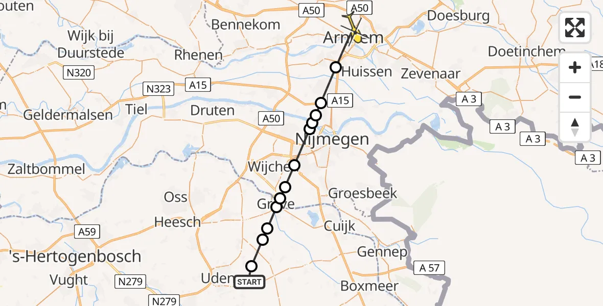 Routekaart van de vlucht: Lifeliner 3 naar Arnhem, Houtvennen