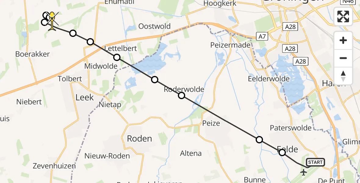 Routekaart van de vlucht: Lifeliner 4 naar Tolbert, Eskampenweg