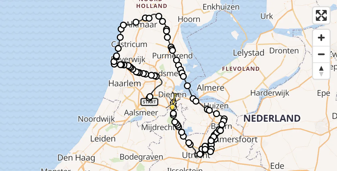 Routekaart van de vlucht: Politieheli naar Amsterdam, Loevesteinse Randweg