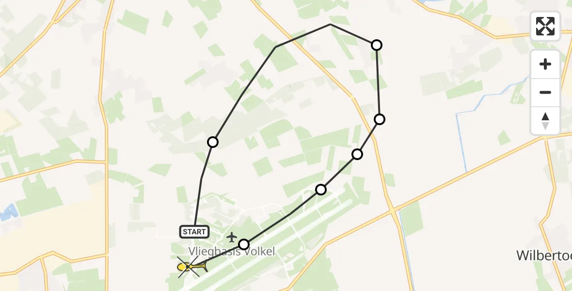 Routekaart van de vlucht: Lifeliner 3 naar Vliegbasis Volkel, Trentse Bossen