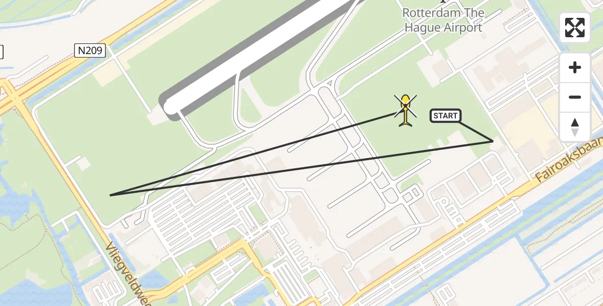 Routekaart van de vlucht: Lifeliner 2 naar Rotterdam The Hague Airport, Brandenburgbaan