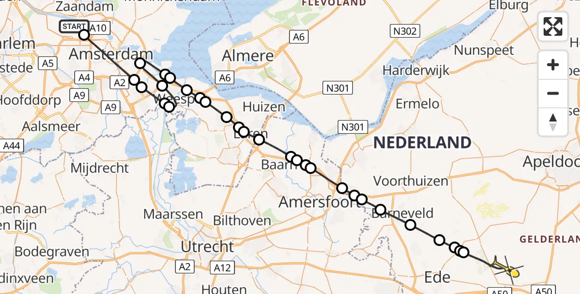 Routekaart van de vlucht: Lifeliner 1 naar Otterlo, Maltaweg
