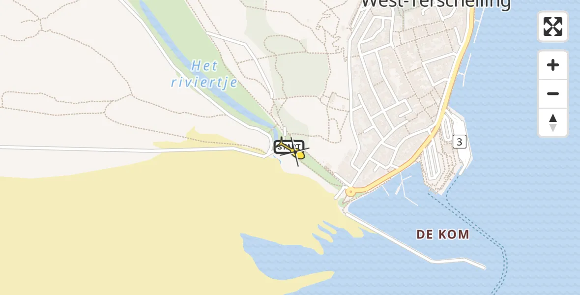 Routekaart van de vlucht: Ambulanceheli naar West-Terschelling, Groene Strand