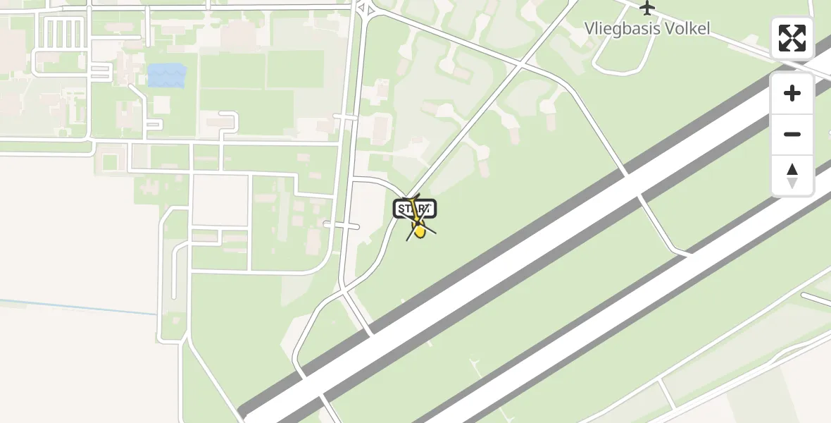 Vluchtroute Politiehelikopter van Vliegbasis Volkel naar Vliegbasis Volkel